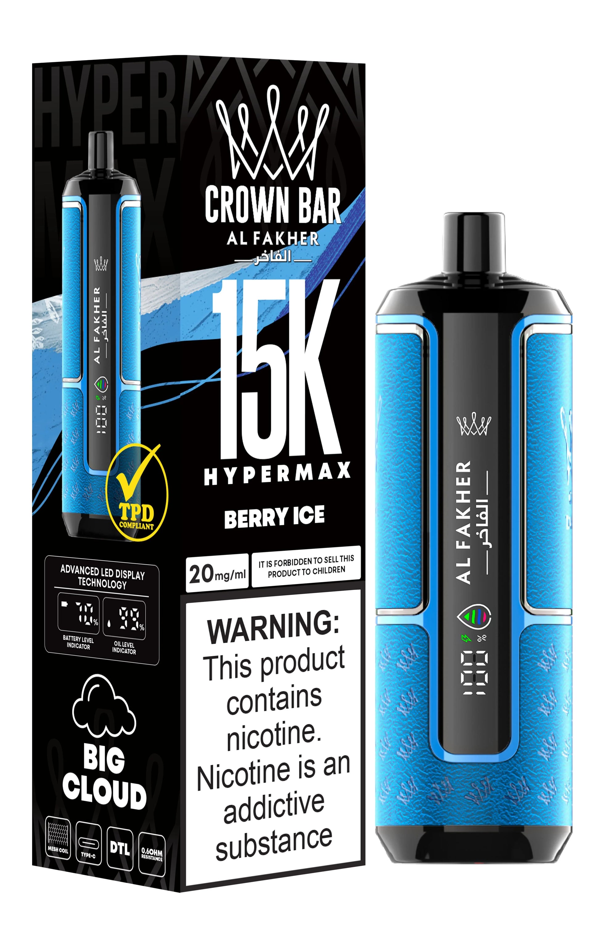 Al Fakher Crown Bar 15K Hypermax berry ice