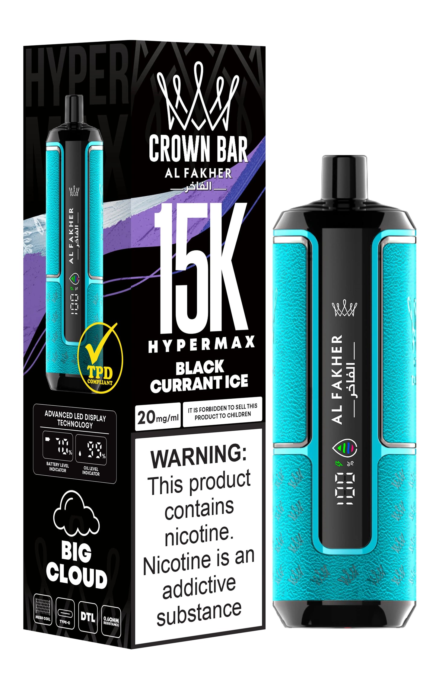Al Fakher Crown Bar 15K Hypermax black currant ice