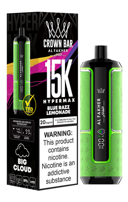 Al Fakher Crown Bar 15K Hypermax blue razz lemonade