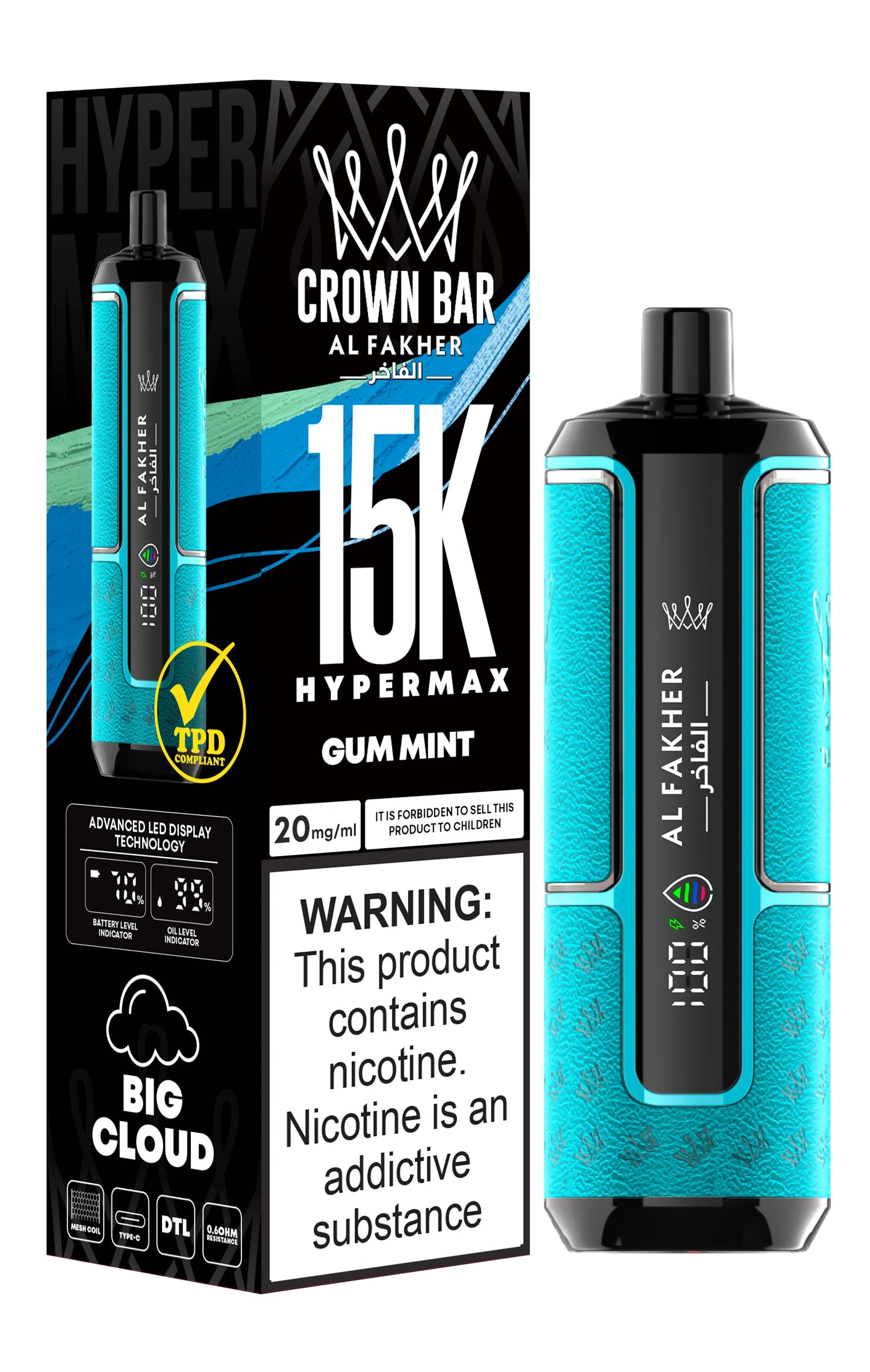 Al Fakher Crown Bar 15K Hypermax gum mint