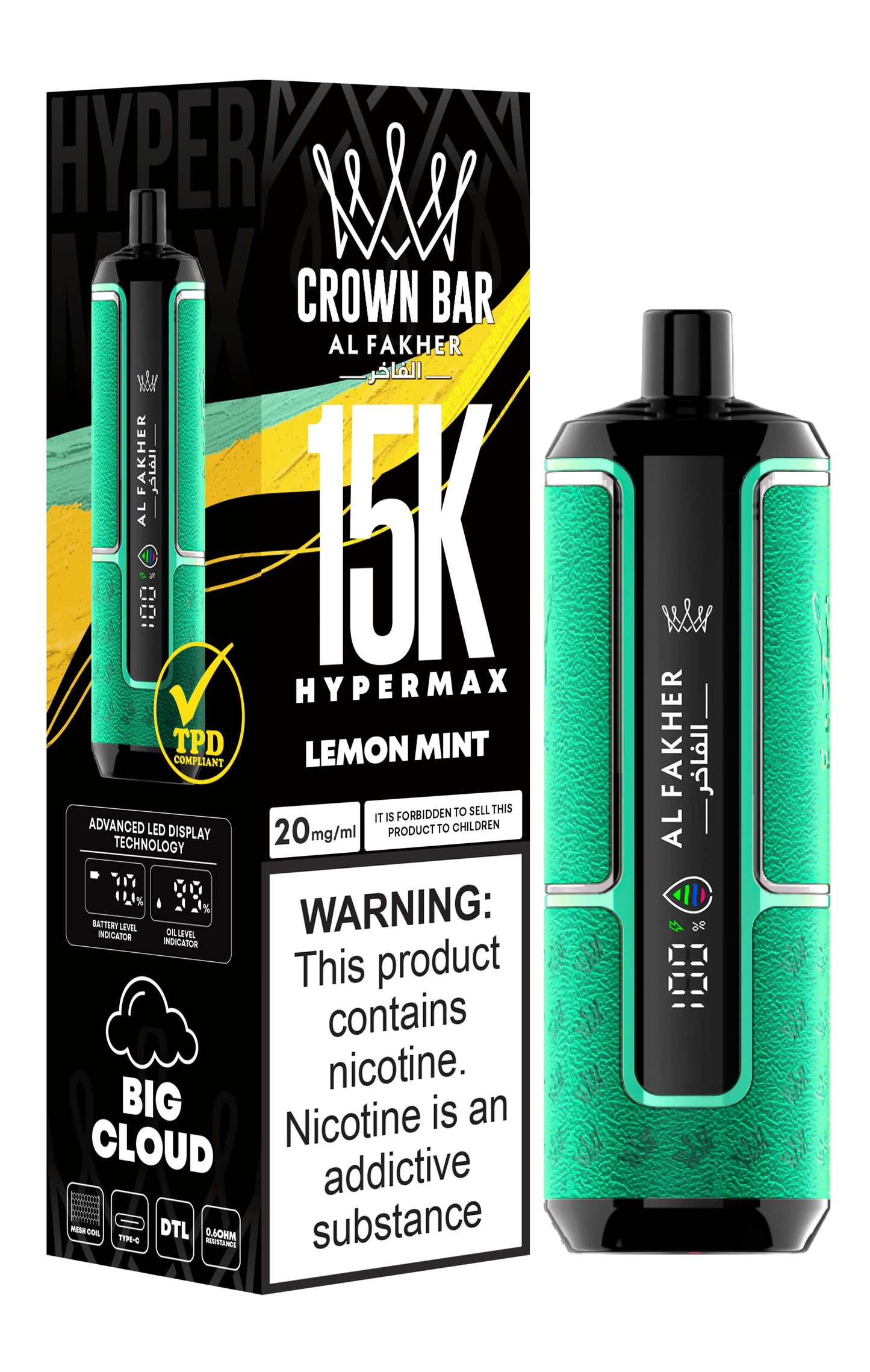 Al Fakher Crown Bar 15K Hypermax lemon mint