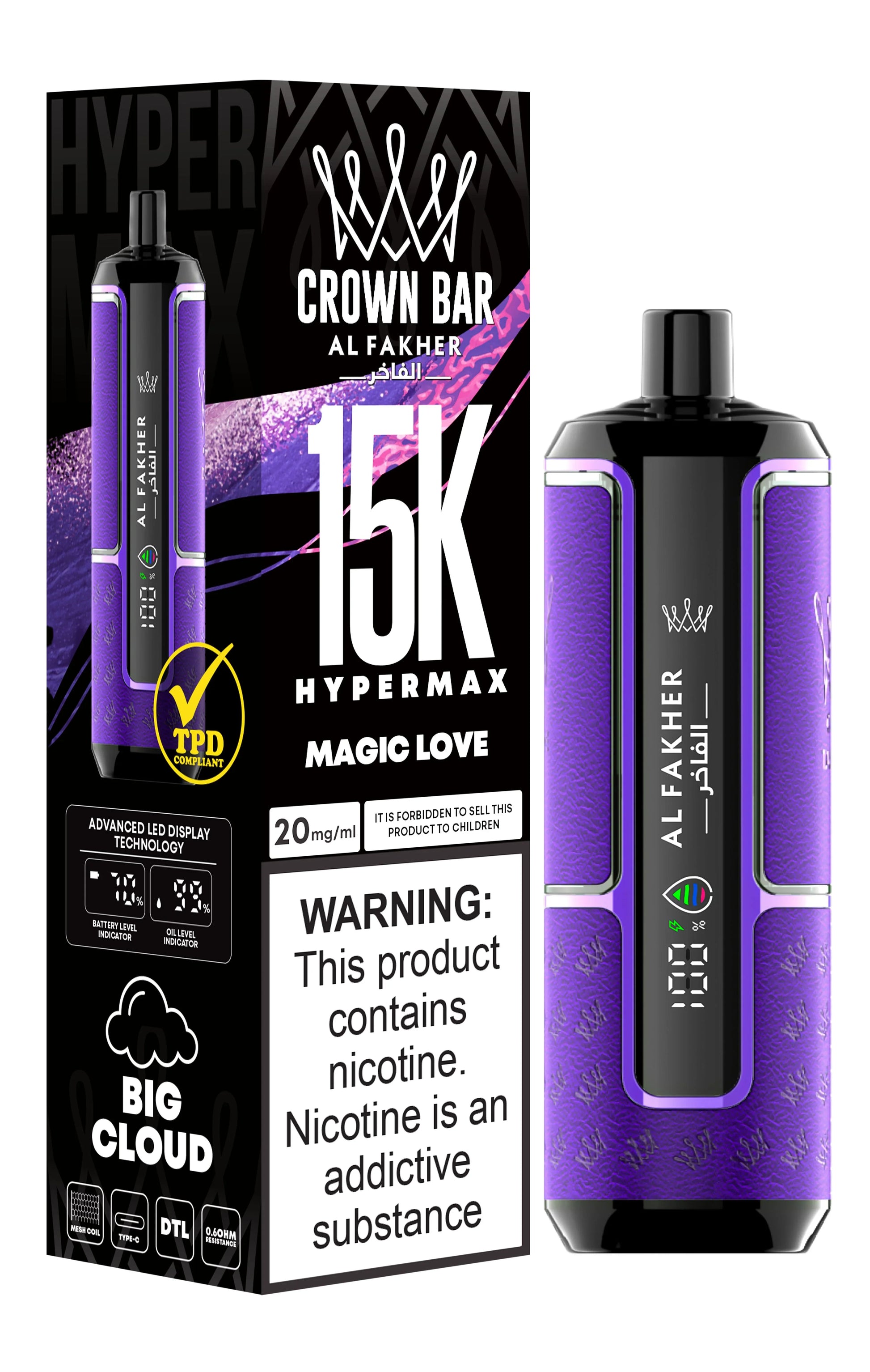Al Fakher Crown Bar 15K Hypermax magic love