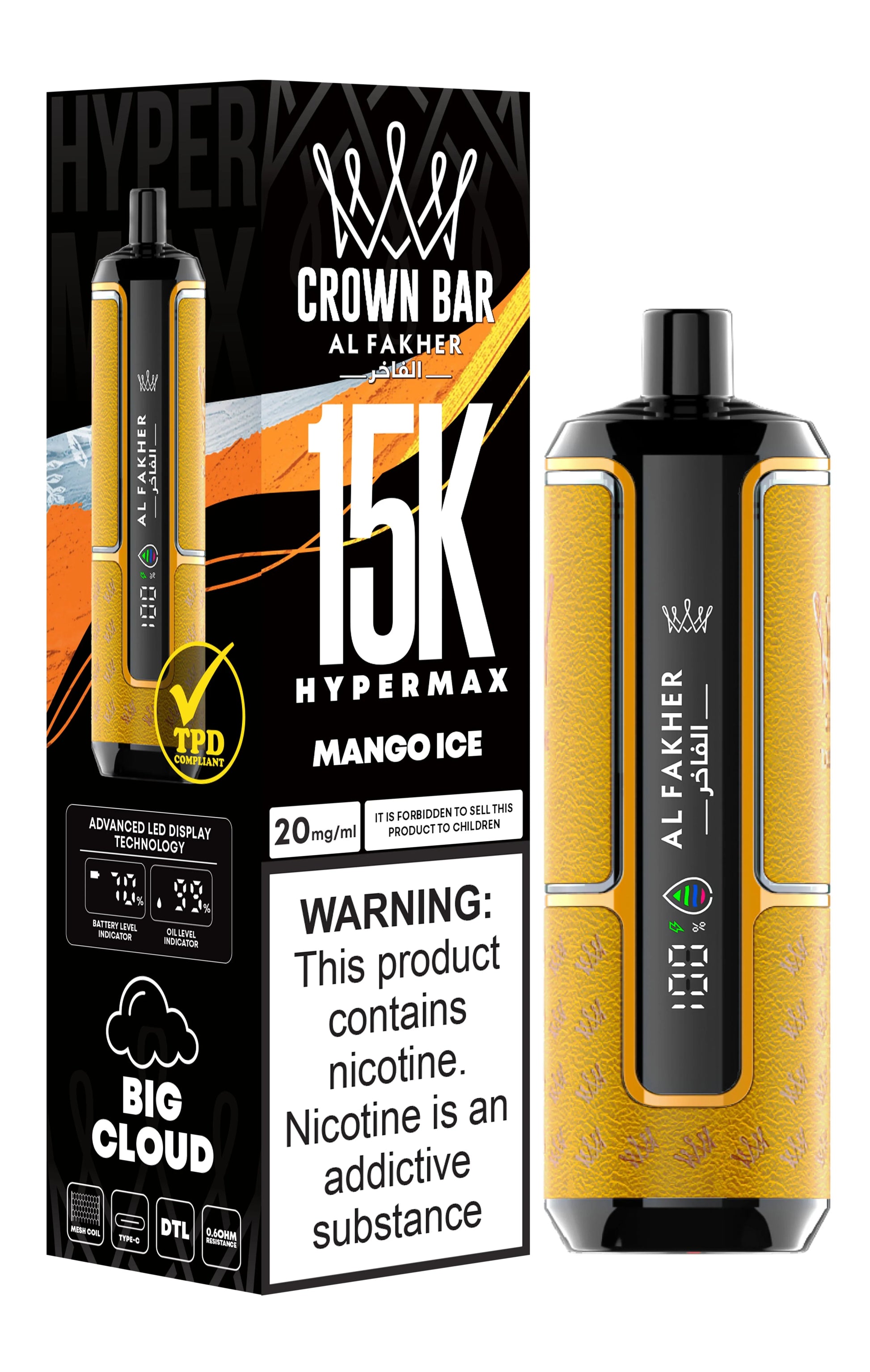 Al Fakher Crown Bar 15K Hypermax mango ice