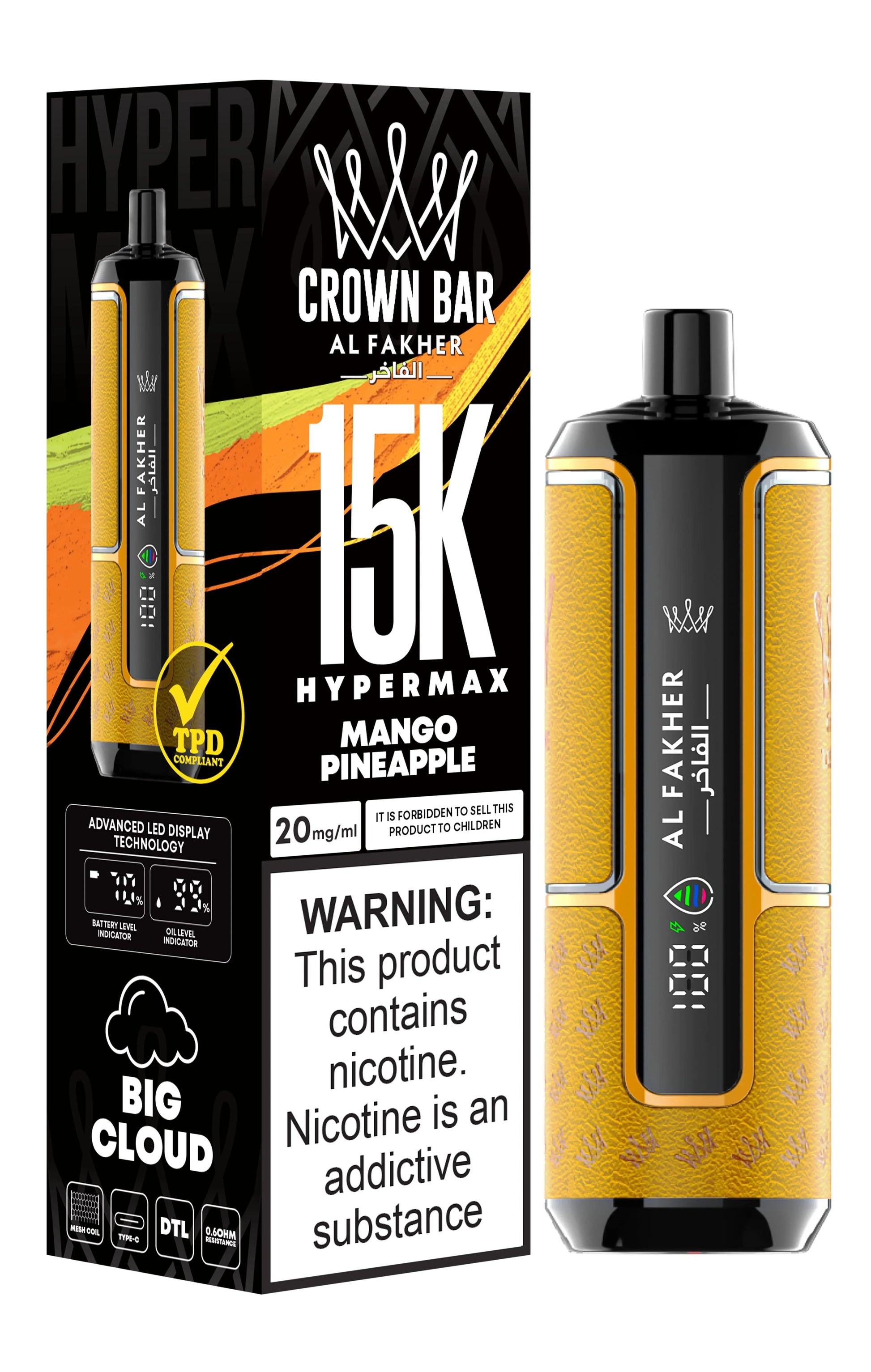 Al Fakher Crown Bar 15K Hypermax mango pineapple