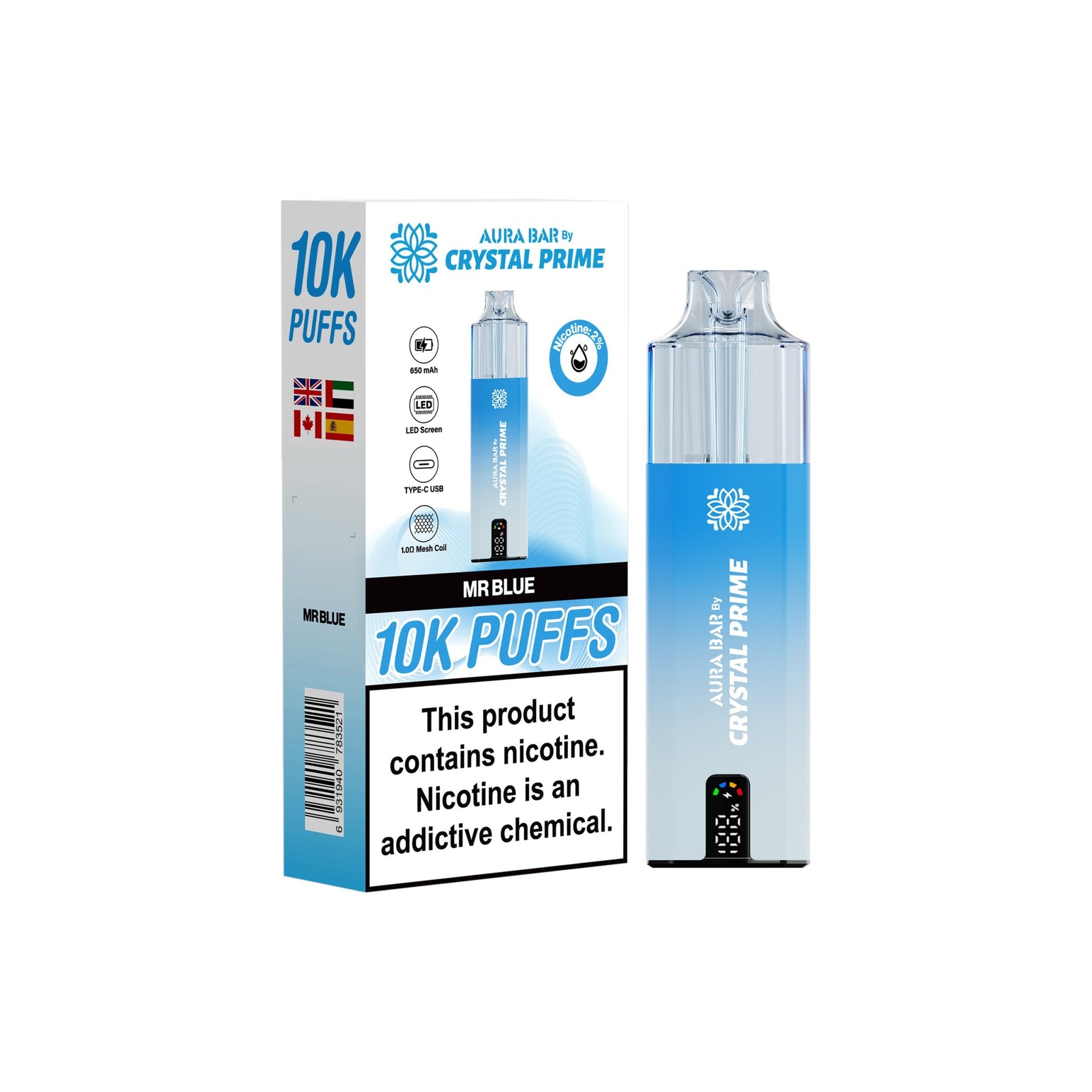 crystal prime 10000 disposable vape  mr blue Dexter vapes uk