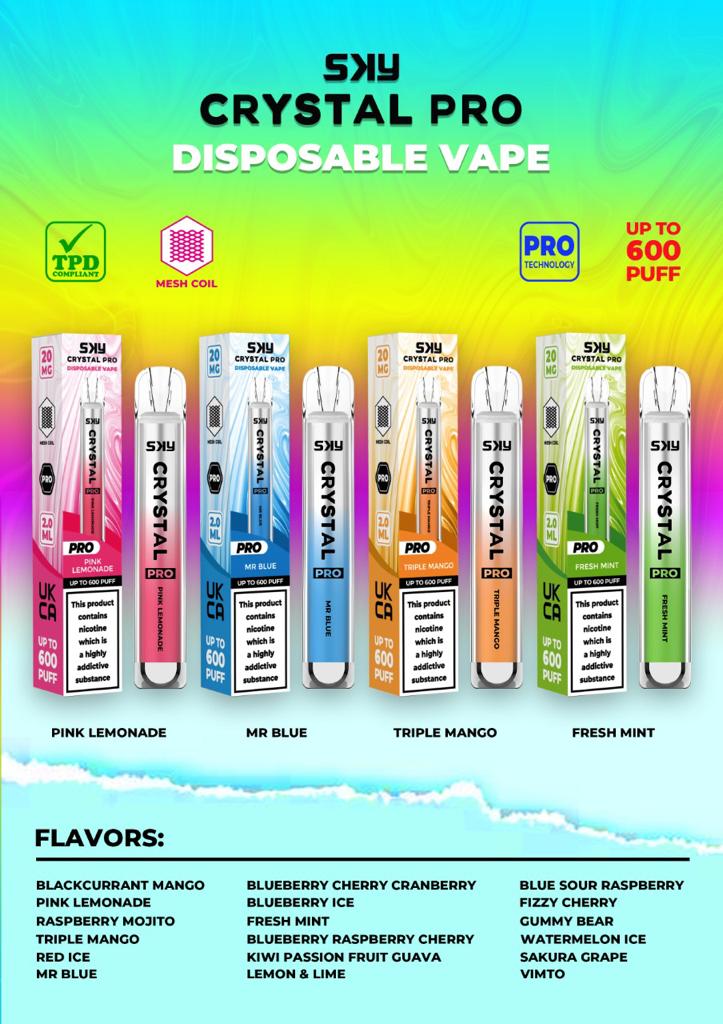 Crystal Pro Bar 600 Puffs Disposable Vape - 20mg