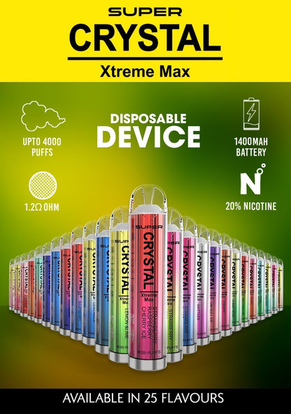 Super Crystal Xtreme Max 4000 Disposable Vape Pod Box of 10