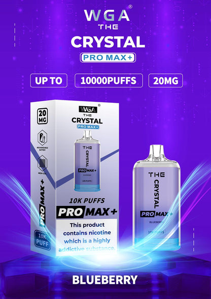 Crystal Pro Max + 10000 Disposable Vape Pod Device Box of 10